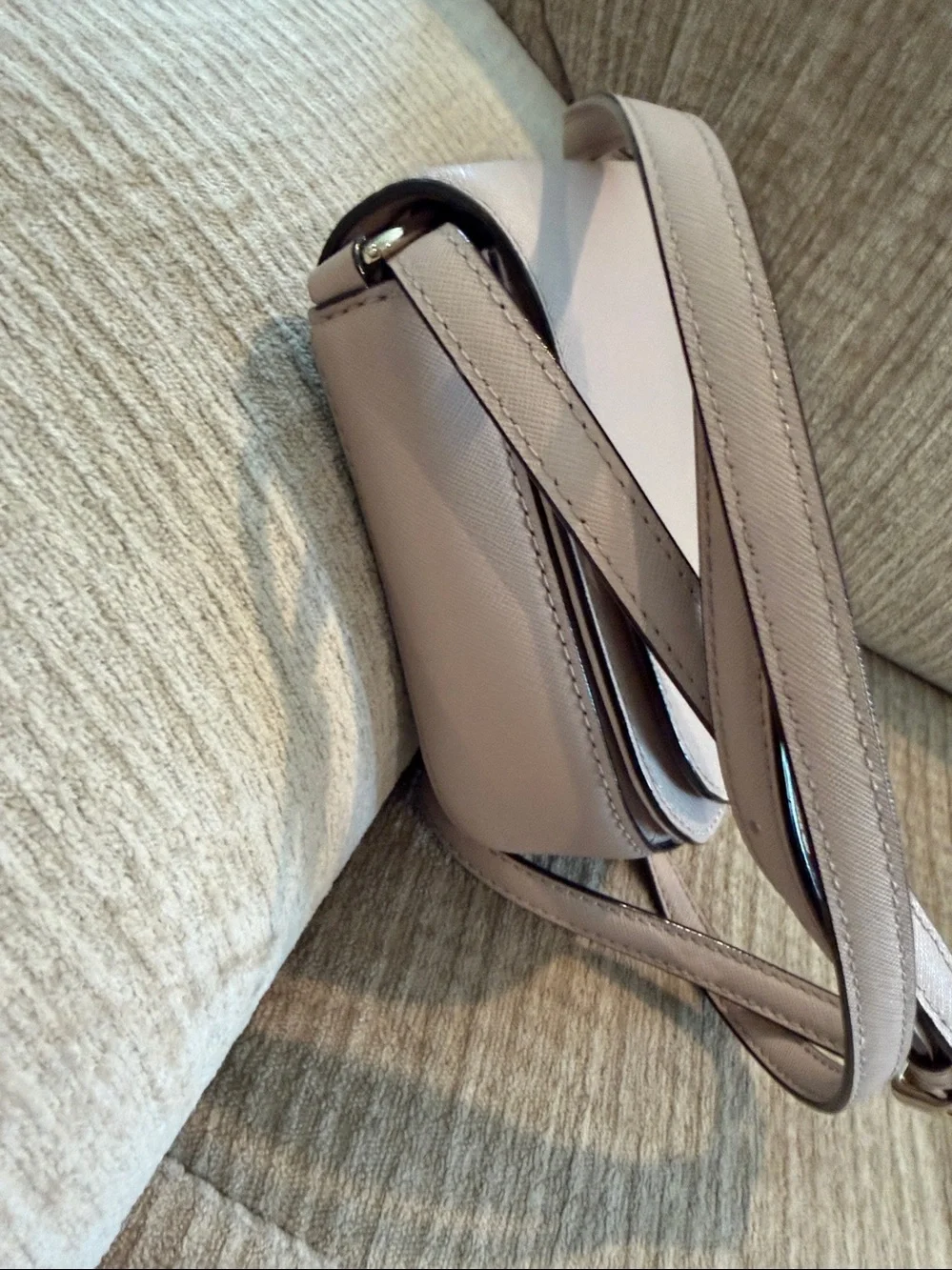 kate spade blush pink/beige Saffiano Leather Crossbody Bag Apx 9 by 7